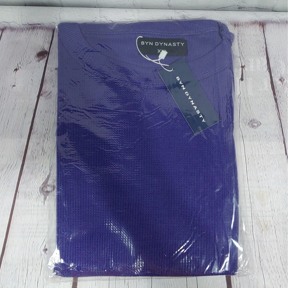 BYN DYNASTY Men Long Sleeve Thermal T-Shirt Navy Blue Size XXL